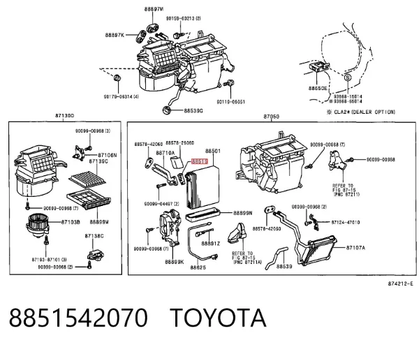 Válvula TRV del aire acondicionado 8851542070 Toyota