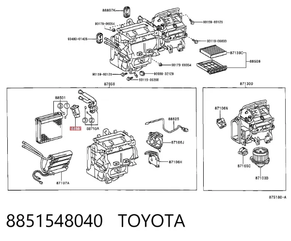 Válvula TRV del aire acondicionado 8851548040 Toyota