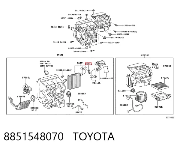 Válvula TRV del aire acondicionado 8851548070 Toyota