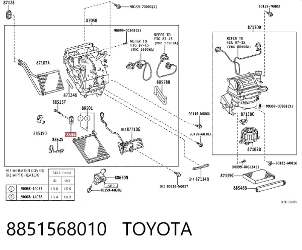 Válvula TRV del aire acondicionado 8851568010 Toyota
