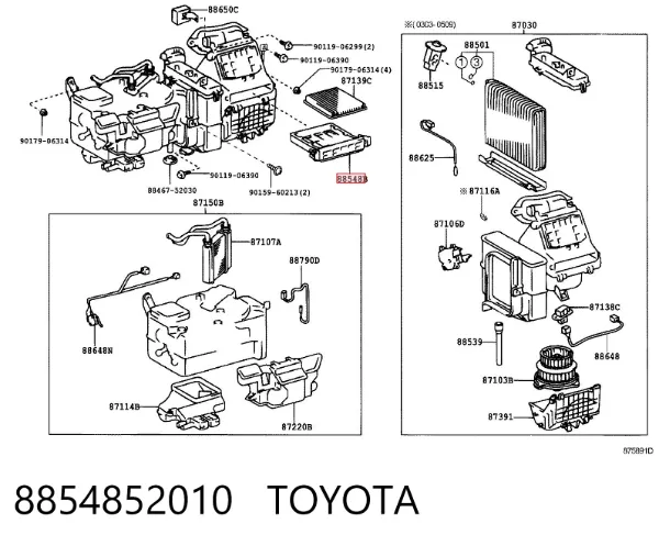Marco del filtro de habitáculo 8854852010 Toyota
