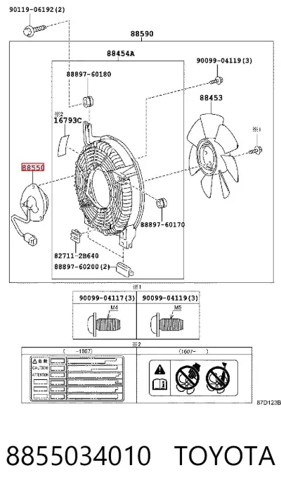 Motor del ventilador del aire acondicionado TOYOTA 8855034010