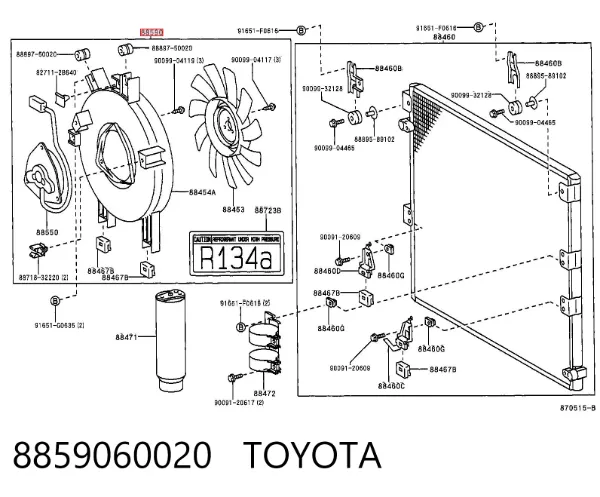 Ventilador para radiador de aire acondicionado 8859060020 Toyota