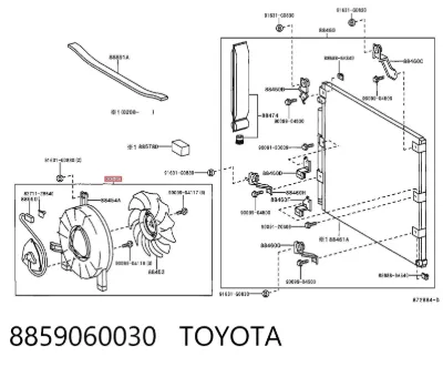 Ventilador eléctrico de aire acondicionado completo (motor y aspa) TOYOTA 8859060030