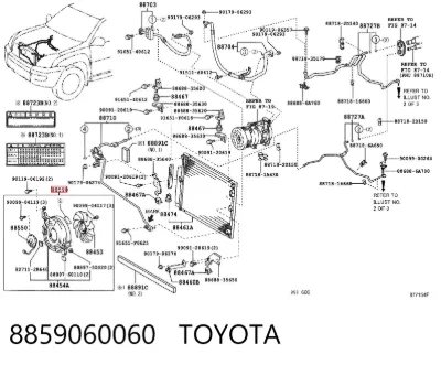 Ventilador eléctrico de aire acondicionado completo (motor y aspa) TOYOTA 8859060060