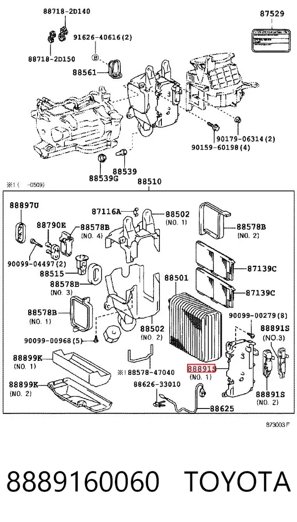 Cubierta del filtro de habitáculo 8889160060 Toyota