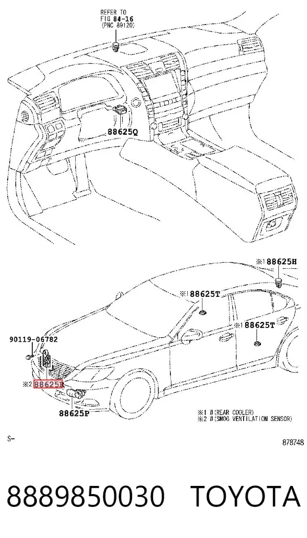 Sensor de contaminación del aire 8889850030 Toyota