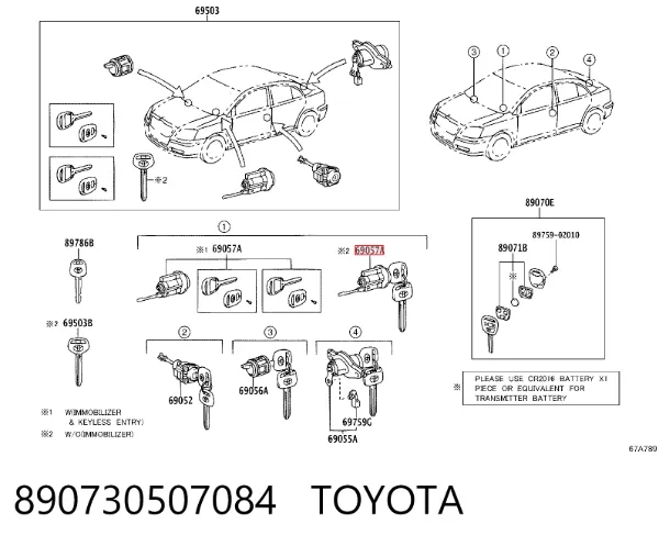 Bombín de cerradura de encendido Toyota Avensis II