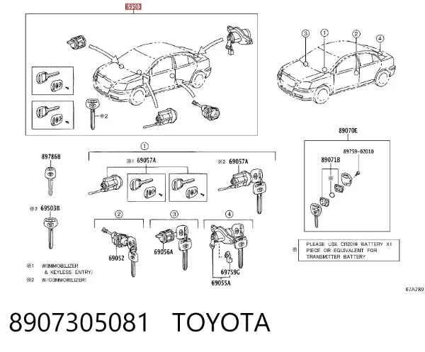 Cilindros de cerradura 8907305081 Toyota