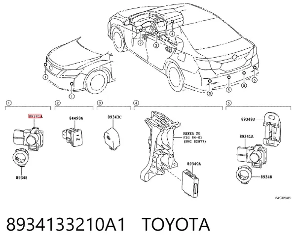 Sensor de aparcamiento trasero lateral 8934133210A1 Toyota