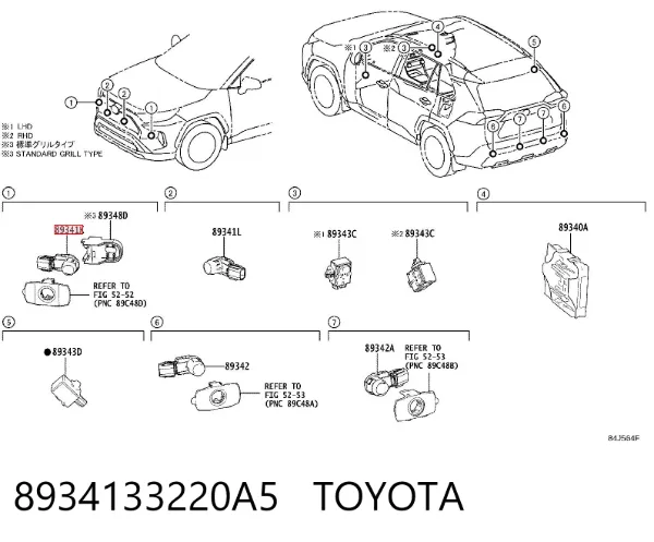 Sensor de estacionamiento delantero 8934133220A5 Toyota