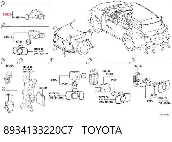 Sensor de estacionamiento delantero 8934133220C7 Toyota