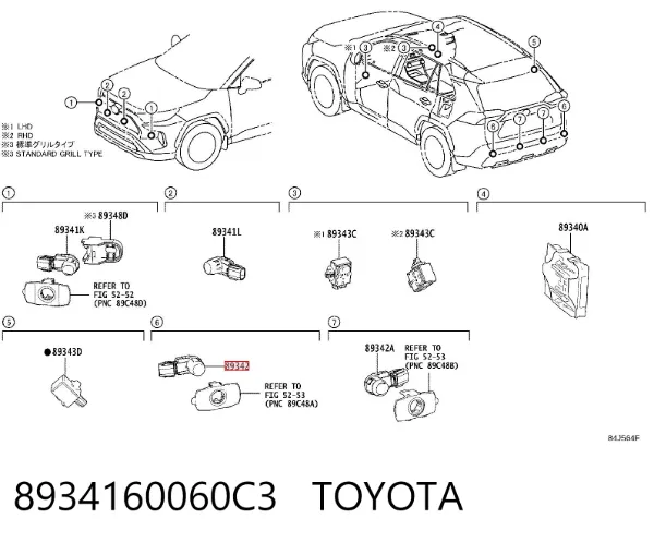 Sensor de estacionamiento delantero 8934160060C3 Toyota