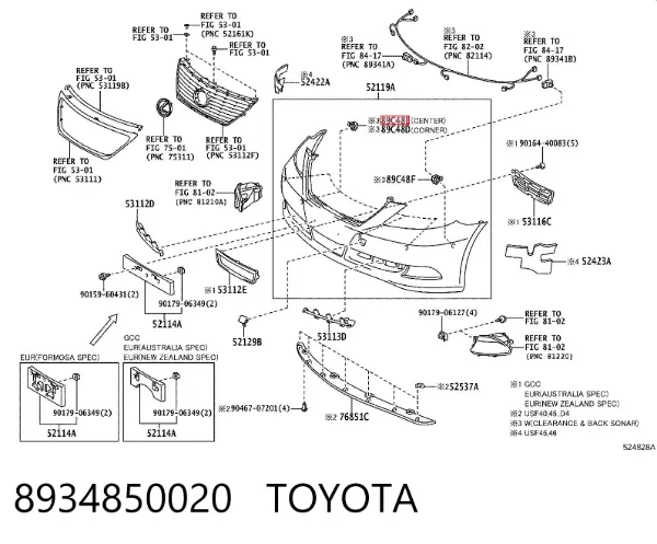 Soporte del sensor de estacionamiento delantero lateral 8934850020 Toyota