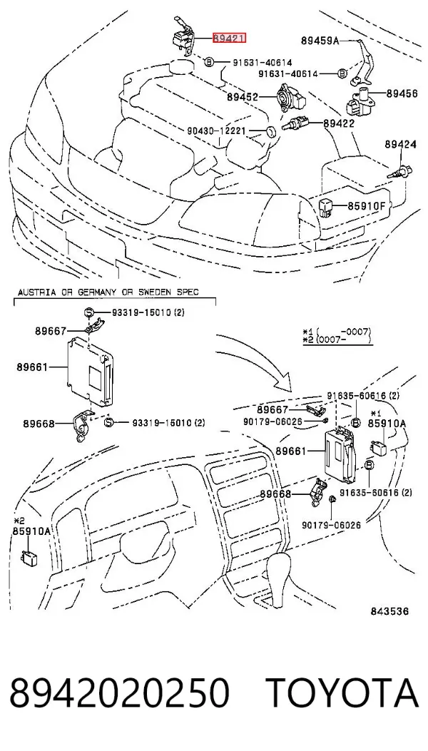 Sensor de presión del colector de admisión 8942020250 Toyota