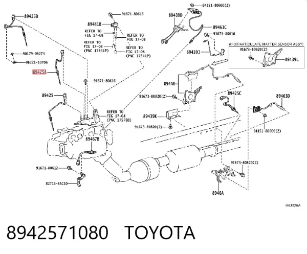 Sensor de temperatura de gases de escape del filtro de partículas 8942571080 Toyota
