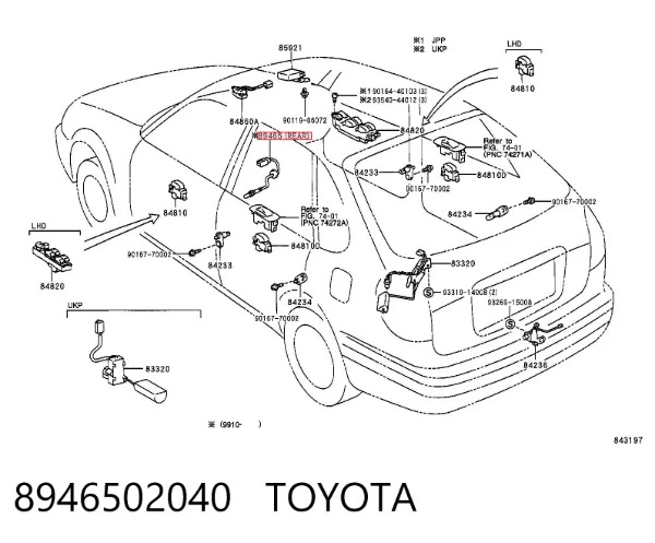 Sensor de oxígeno previo al catalizador 8946502040 Toyota