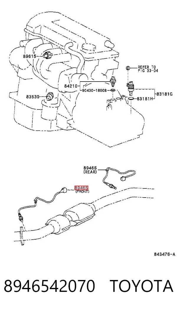 Sonda lambda de oxígeno posterior al catalizador 8946542070 Toyota