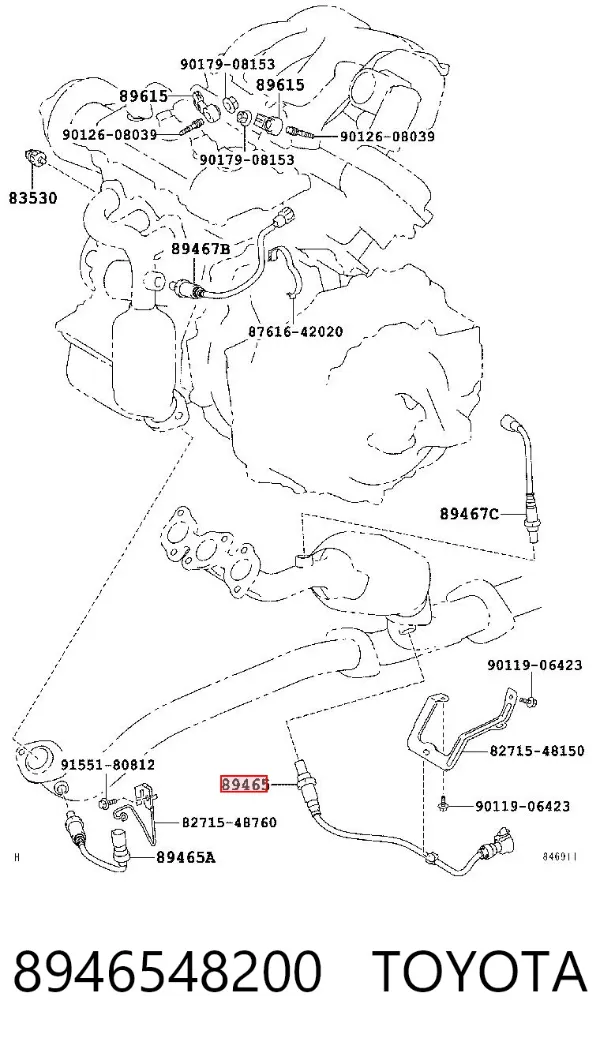 Sonda lambda, sensor de oxígeno después del catalizador derecho 8946548200 Toyota