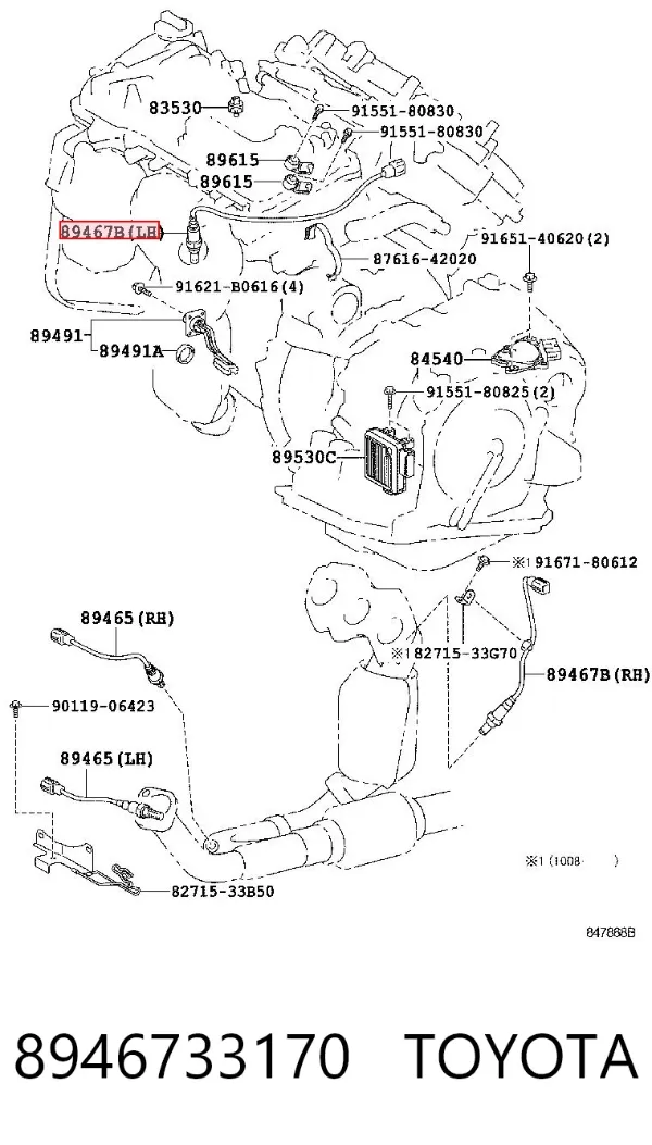 Sonda lambda, sensor de oxígeno antes del catalizador izquierdo 8946733170 Toyota