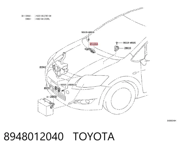 Sensor de presion gases de escape 8948012040 Toyota