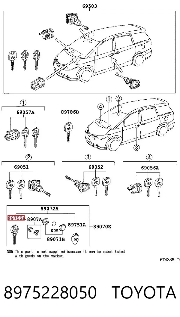 Llave en Blanco 8975228050 Toyota