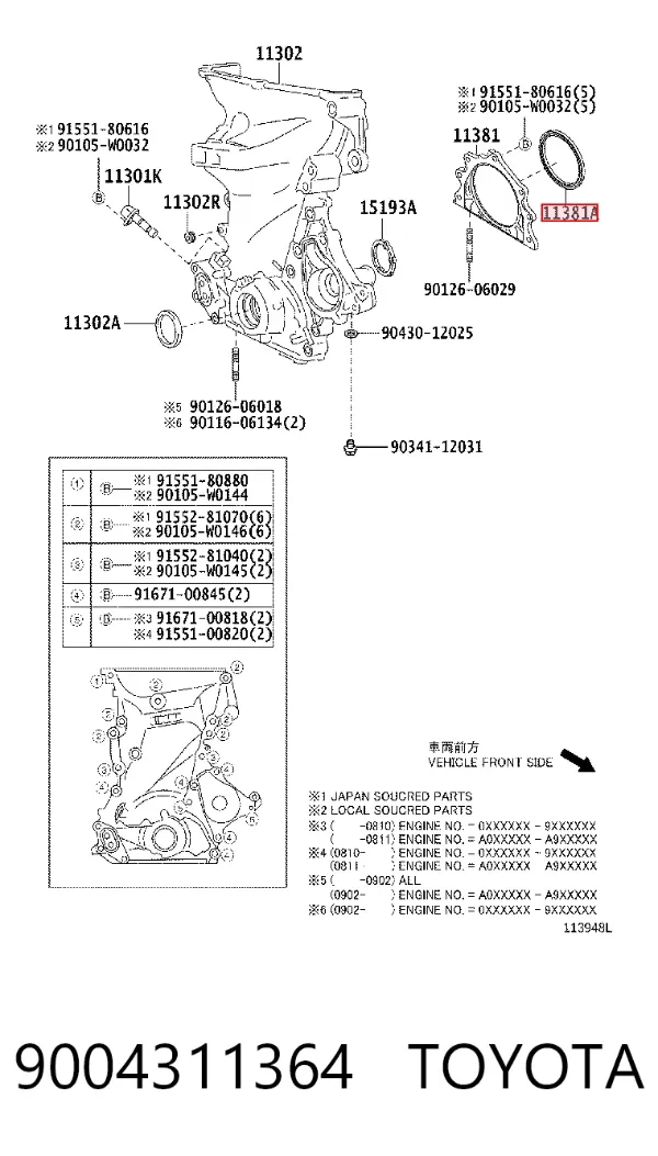 Retén de cigüeñal Toyota Yaris SP90
