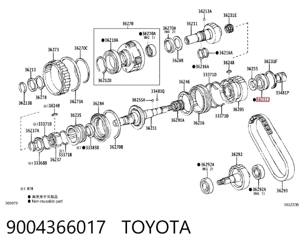 Cojinete exterior de rueda trasera 9004366017 Toyota