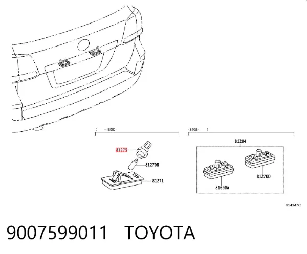 Zócalo de lámpara de matrícula 9007599011 Toyota