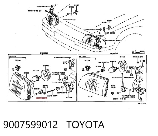 Portalámparas de luz intermitente 9007599012 Toyota