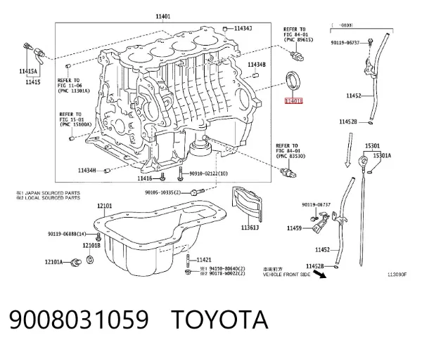 Retén de cigüeñal 9008031059 Toyota