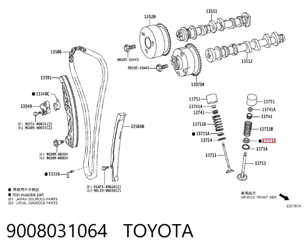 Retén de válvula de admisión 9008031064 Toyota