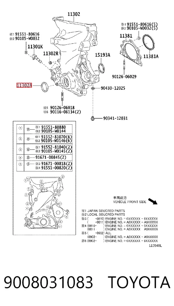 Retén de cigüeñal frontal 9008031083 Toyota