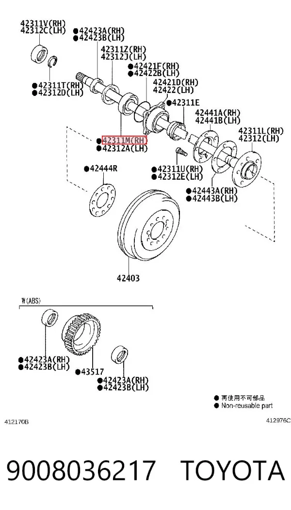 Cojinete de rueda 9008036217 Toyota