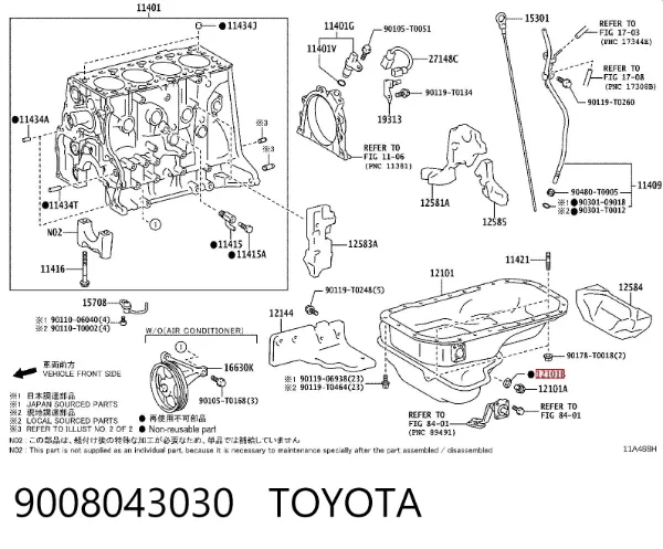 Junta del tapón del cárter de aceite 9008043030 Toyota