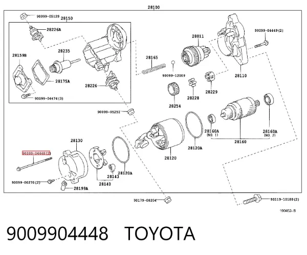 Tornillo de unión del motor de arranque 9009904448 Toyota