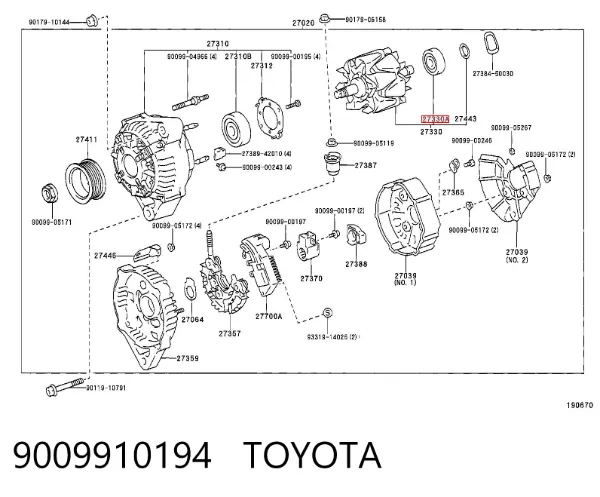 Rodamiento alternador 9009910194 Toyota