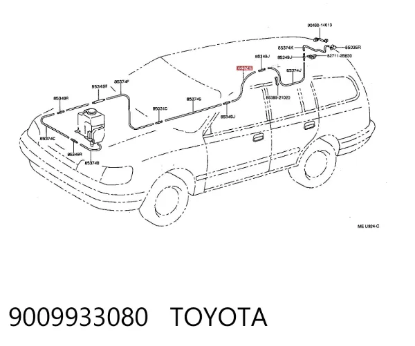 Manguera del lavaparabrisas 9009933080 Toyota