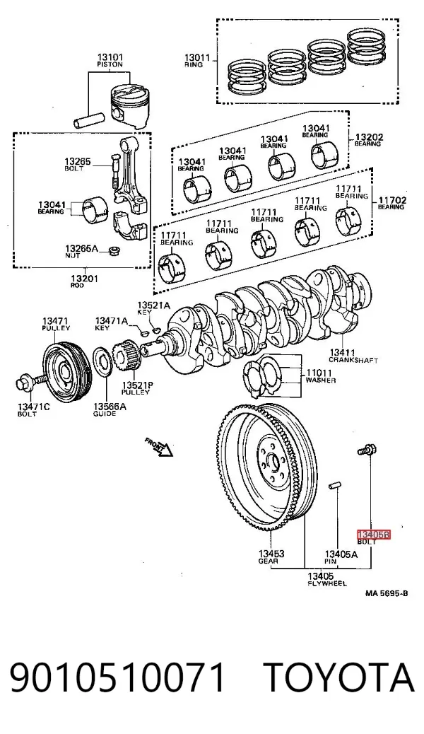 Perno de volante de inercia 9010510071 Toyota