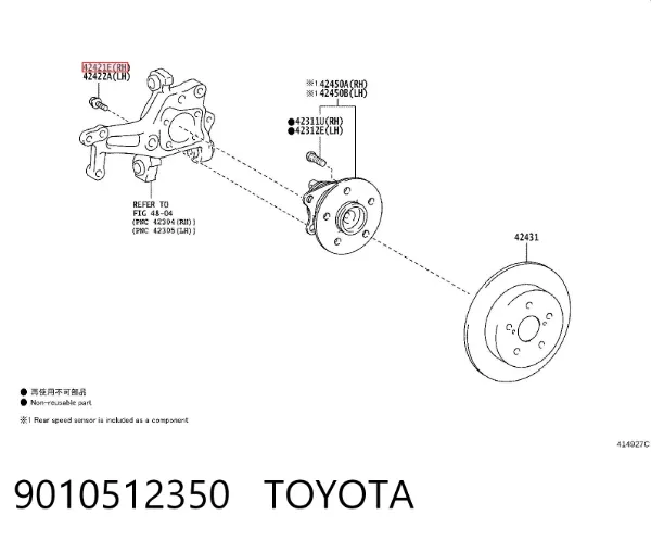 Perno de brazo longitudinal trasero (de alineación) 9010512350 Toyota