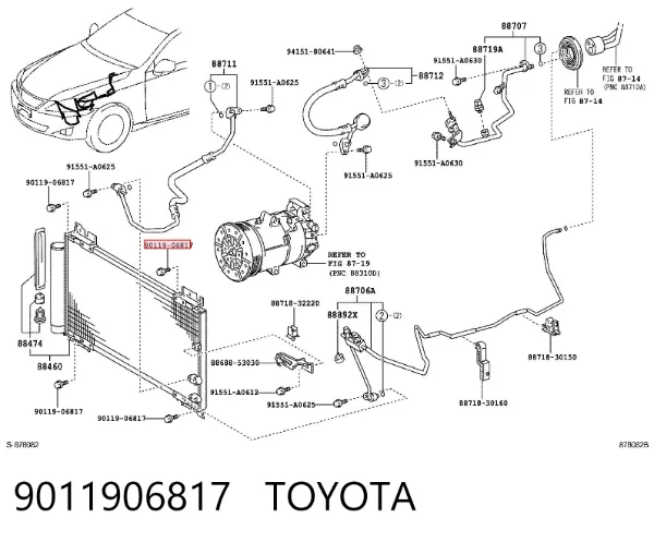 Perno de fijación del brazo inferior delantero 9011906817 Toyota