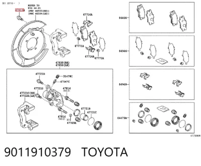 Tornillo de la pinza de freno TOYOTA 9011910379
