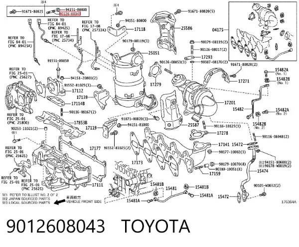 Espárrago del colector de escape 9012608043 Toyota
