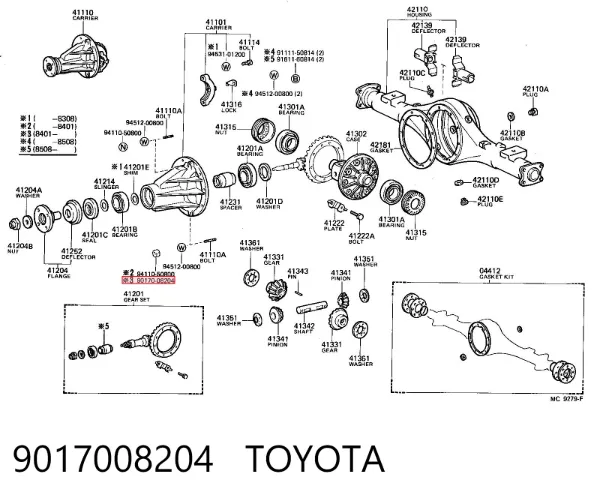 Tuerca del cubo de la rueda delantera 9017008204 Toyota