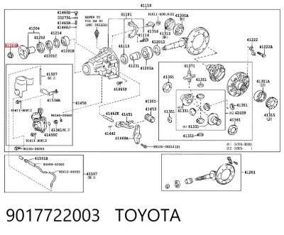 Tuerca del piñón del eje trasero TOYOTA 9017722003