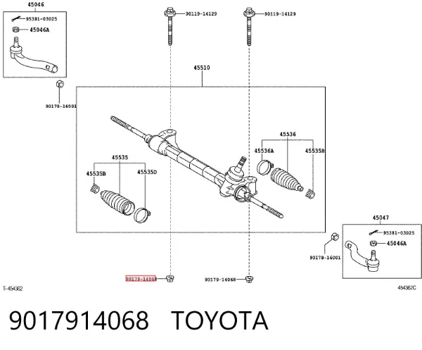 Tuerca del perno de fijación del brazo delantero inferior 9017914068 Toyota