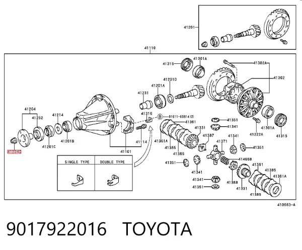 Tuerca del piñón del eje trasero 9017922016 Toyota