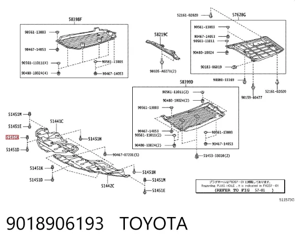 Clip de fijación de parachoques delantero 9018906193 Toyota