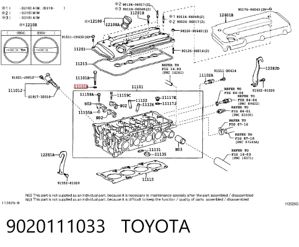 Arandela de tornillo de culata 9020111033 Toyota