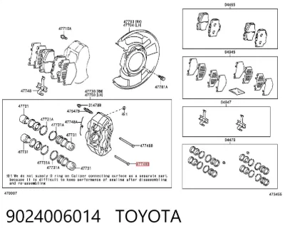 Guía de la pinza de freno delantera TOYOTA 9024006014